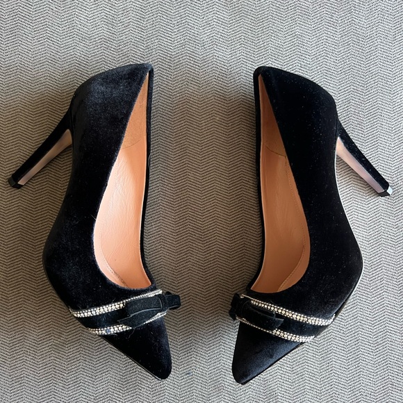 Brooks Brothers - Rhinestone-Trimmed Velvet Point-Toe Pumps - Picture 9 of 15